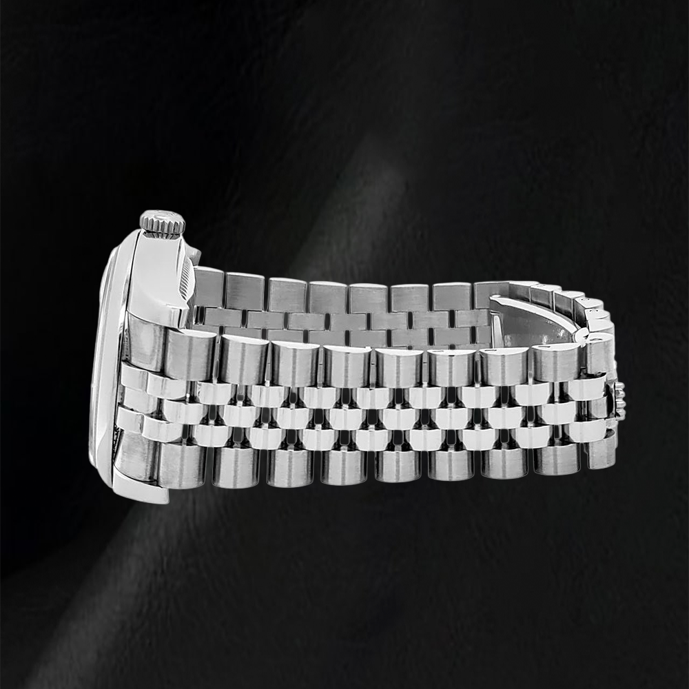 Herren-Herrenuhr Rolex Date Just, Verdeckter Verschluss silbernes Zifferblatt, Jubilee-Band versteckt