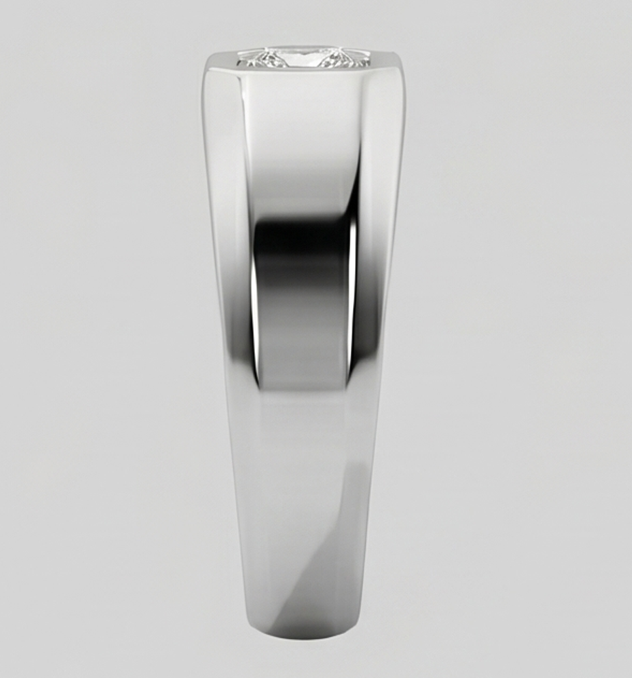 Herren Ring Prinzessin Schliff Aus der Erde Abgebauter Natürlicher Diamant Weiß Gold