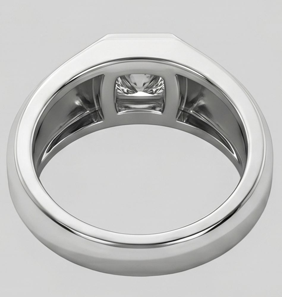 Herren Ring Prinzessin Schliff Aus der Erde Abgebauter Natürlicher Diamant Weiß Gold
