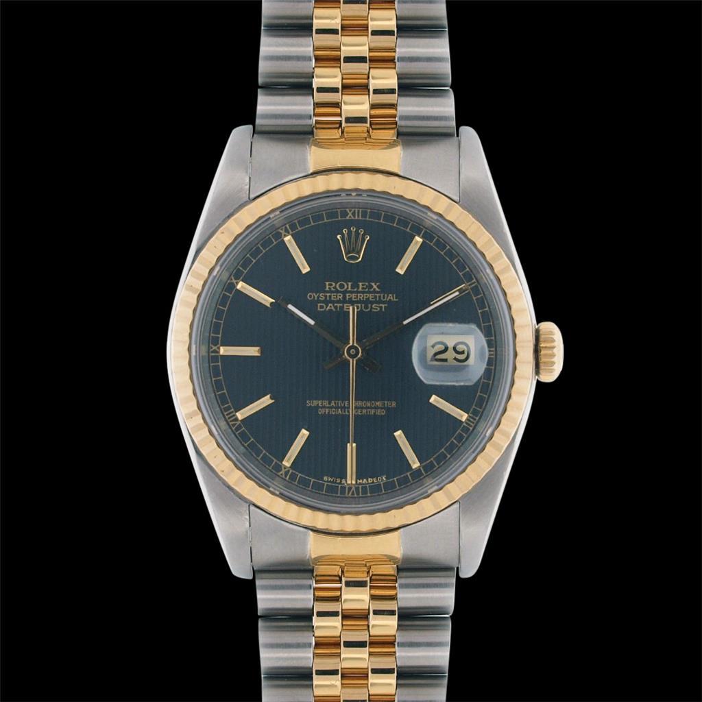 Herren-Rolex-Uhr aus Edelstahl und Gold, blaues Zifferblatt, SCHNELLSET