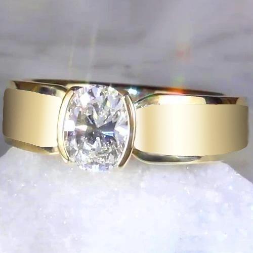 Herren Solitär Ring Oval Diamant 1,50 Karat Gelbgold Schmuck - harrychadent.de