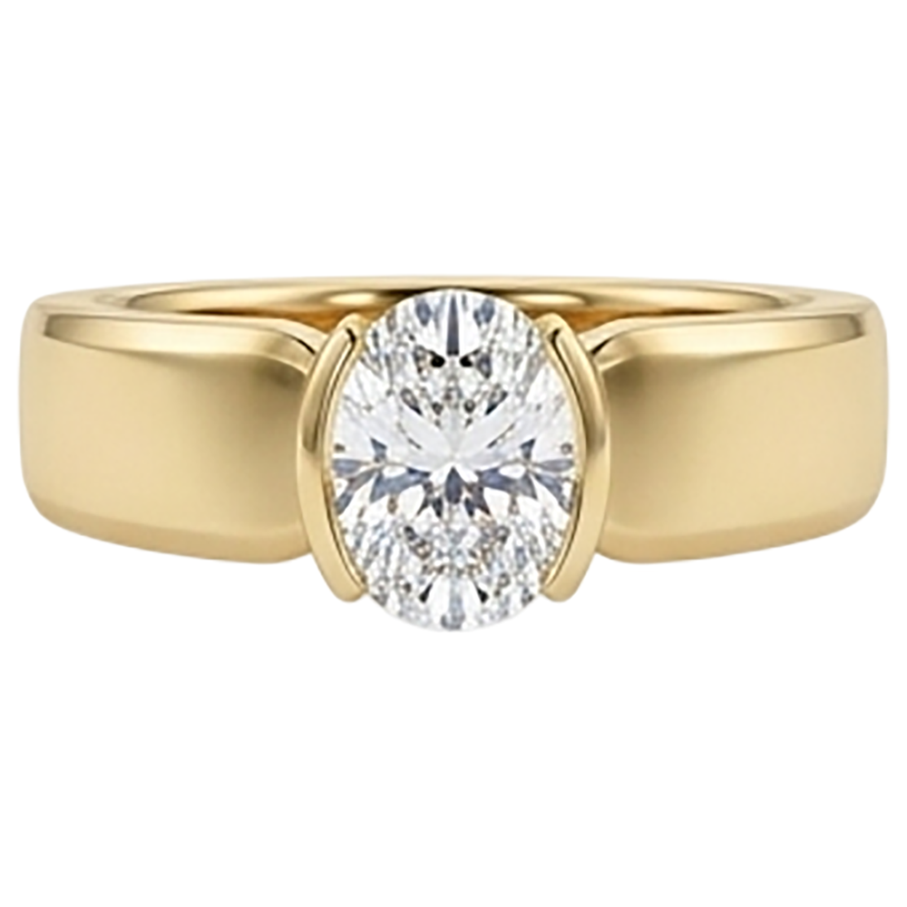 Herren-Solitärring, ovaler Aus der Erde Abgebauter Natürlicher Diamant, 1,50 Karat, echter Gelbgoldschmuck