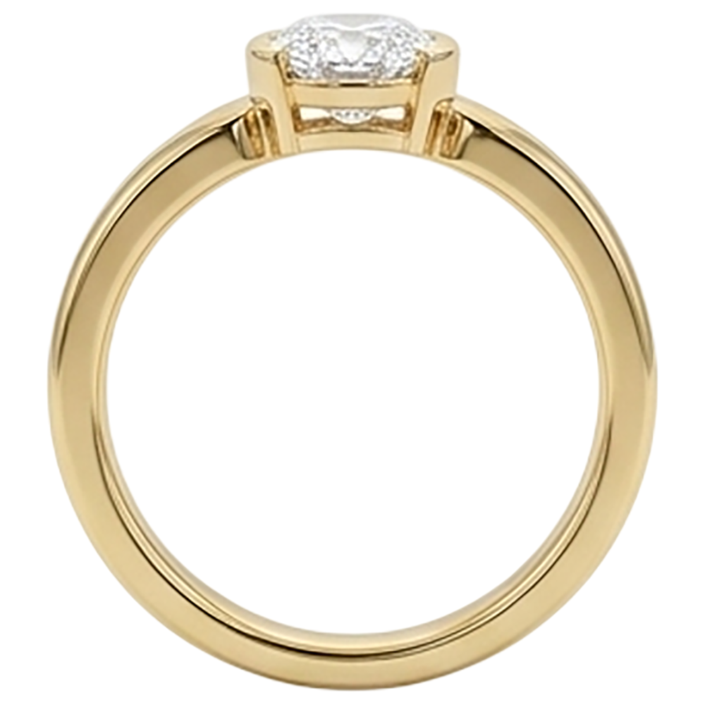 Herren-Solitärring, ovaler Aus der Erde Abgebauter Natürlicher Diamant, 1,50 Karat, echter Gelbgoldschmuck