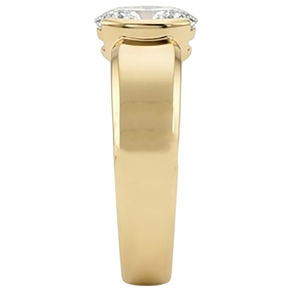 Herren-Solitärring, ovaler Aus der Erde Abgebauter Natürlicher Diamant, 1,50 Karat, echter Gelbgoldschmuck
