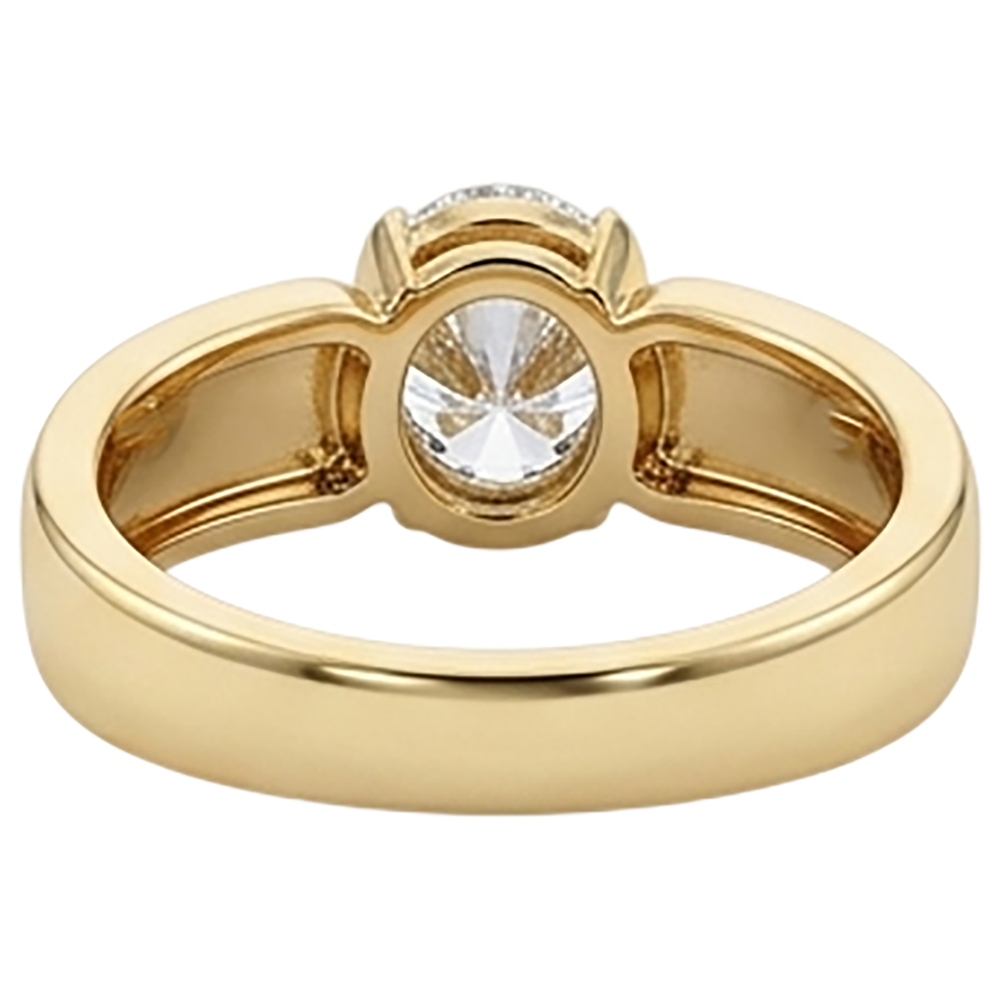 Herren-Solitärring, ovaler Aus der Erde Abgebauter Natürlicher Diamant, 1,50 Karat, echter Gelbgoldschmuck