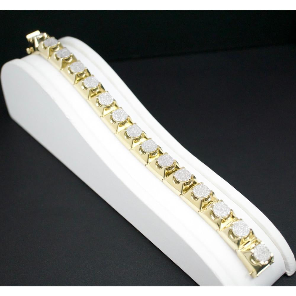 Herren Tennis Armband Gelb Gold 14K Kleiner Brillant Schliff 6,50 Karat Echt Diamant
