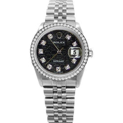 Herren Rolex Datejust Uhr Edelstahl Schwarz Jubiläum Diamant Zifferblatt SCHNELLES SETZEN