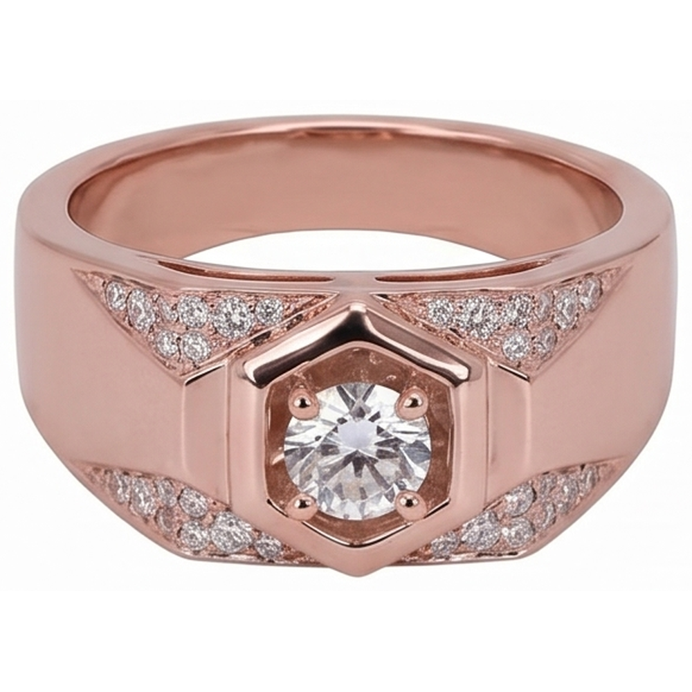 Herrenarmband aus 14 Karat Roségold mit rundem Echt Aus der Erde Abgebauter Natürlicher Diamanten 1,75 Karat