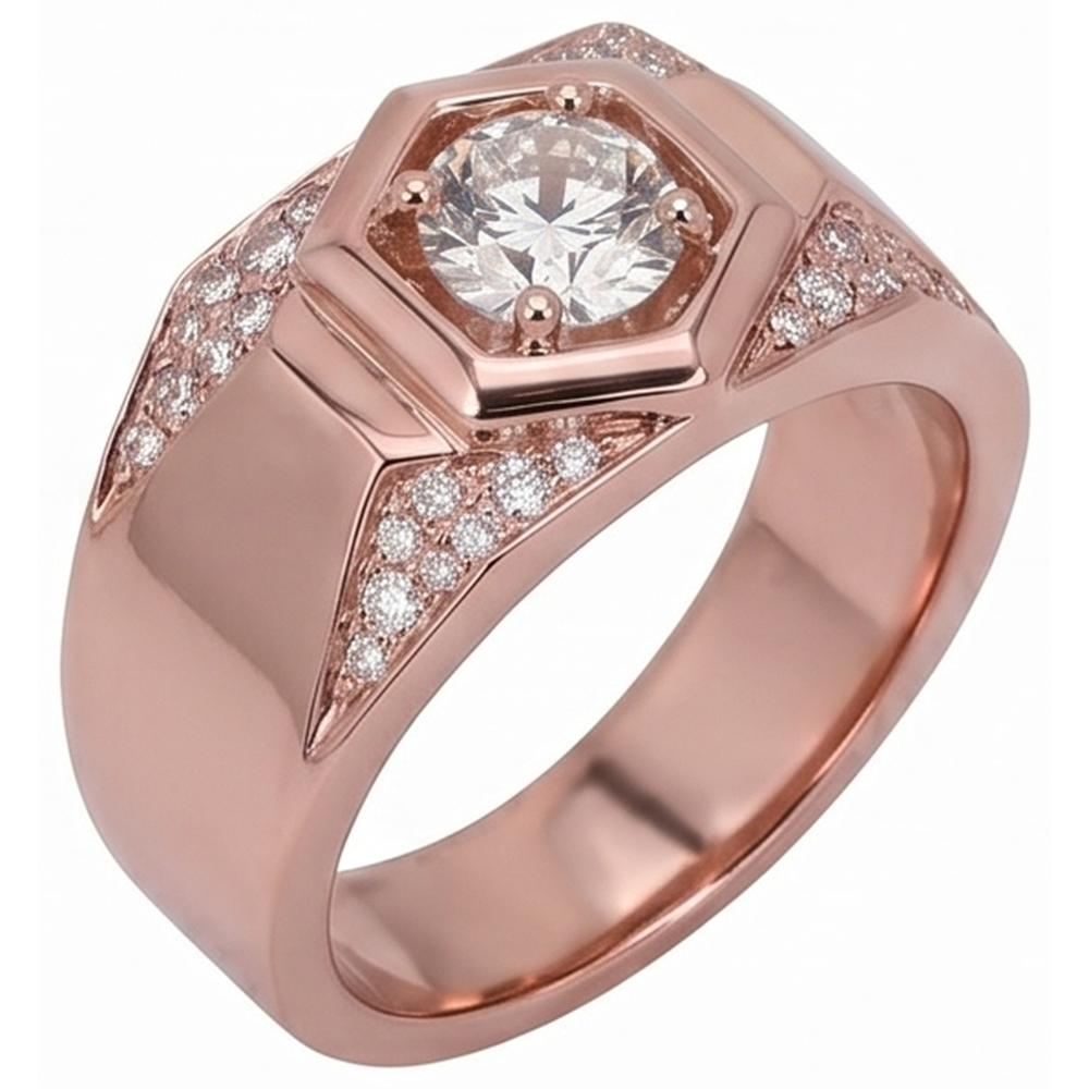 Herrenarmband aus 14 Karat Roségold mit rundem Echt Aus der Erde Abgebauter Natürlicher Diamanten 1,75 Karat