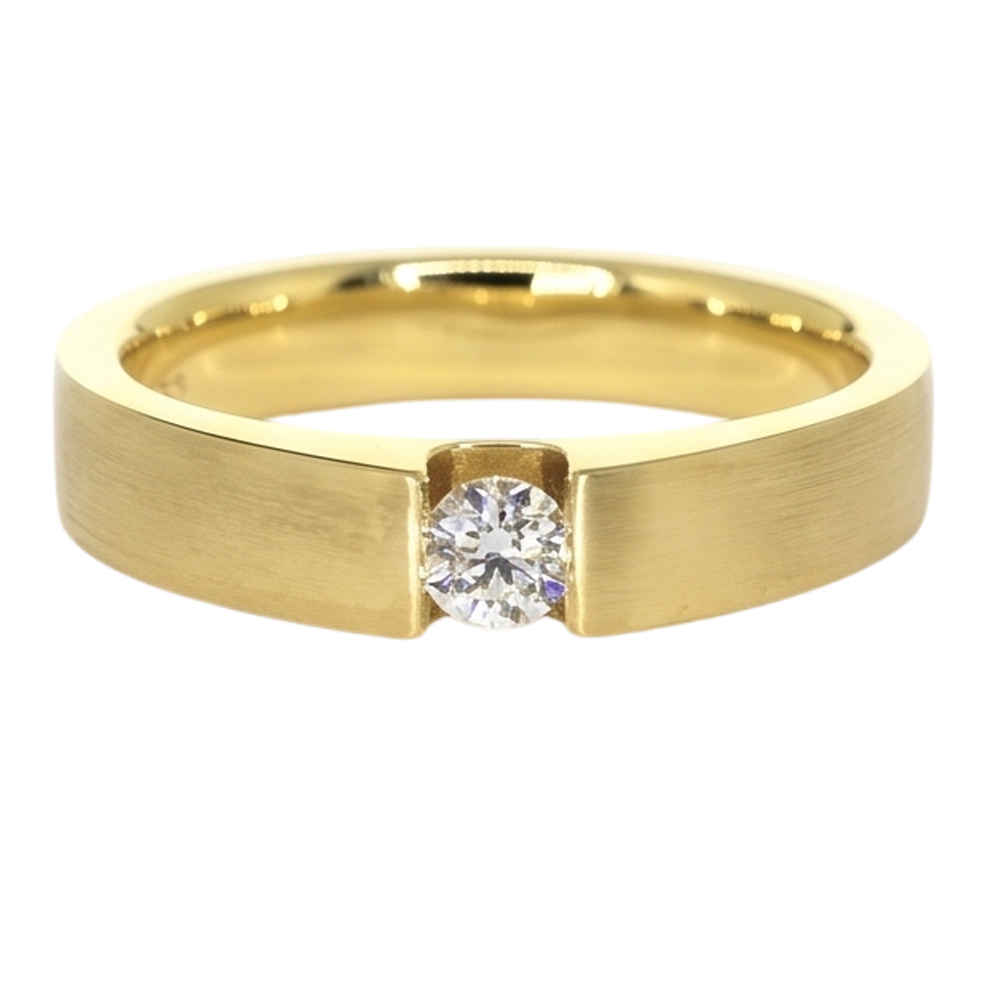 Herrenring Echt Aus der Erde Abgebauter Natürlicher Diamant Gelbgold 14K 0,75 Karat Tension Set
