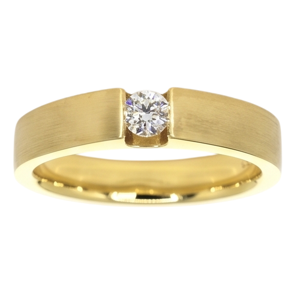 Herrenring Echt Aus der Erde Abgebauter Natürlicher Diamant Gelbgold 14K 0,75 Karat Tension Set