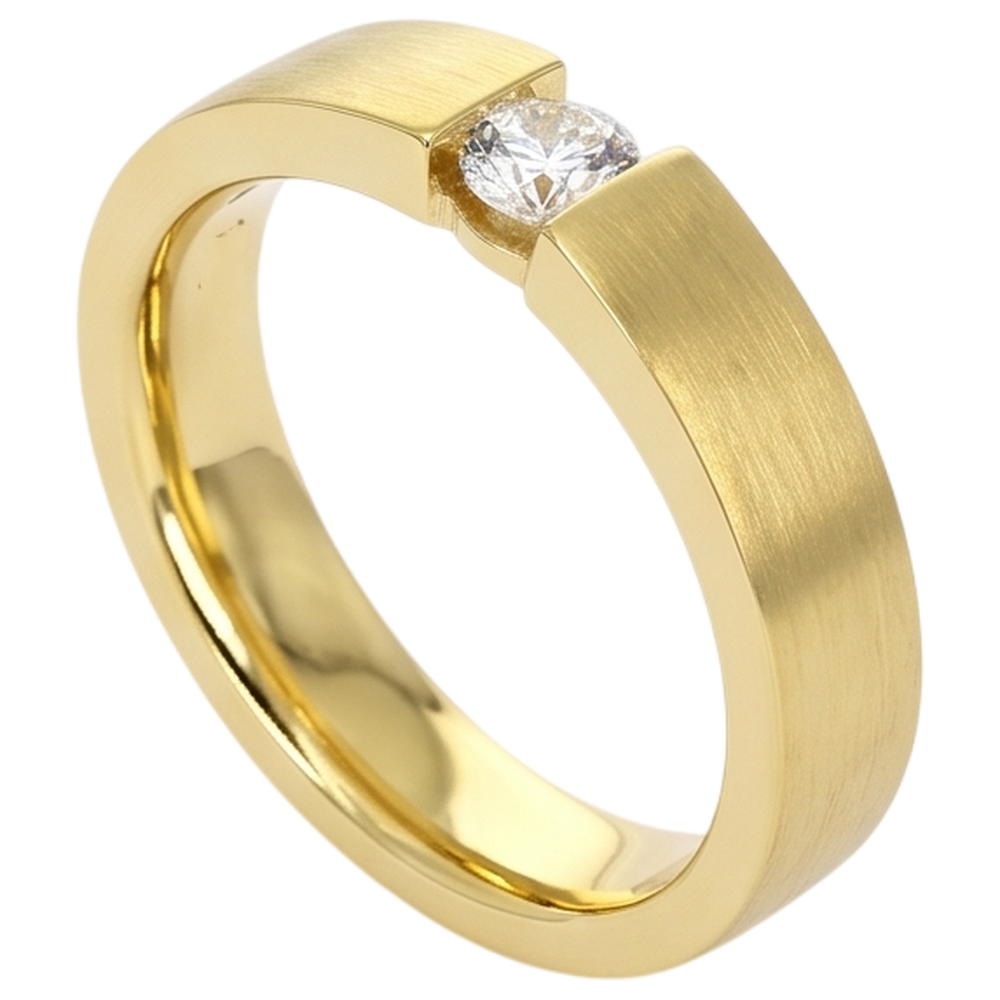 Herrenring Echt Aus der Erde Abgebauter Natürlicher Diamant Gelbgold 14K 0,75 Karat Tension Set