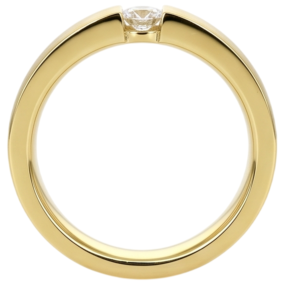 Herrenring Echt Aus der Erde Abgebauter Natürlicher Diamant Gelbgold 14K 0,75 Karat Tension Set