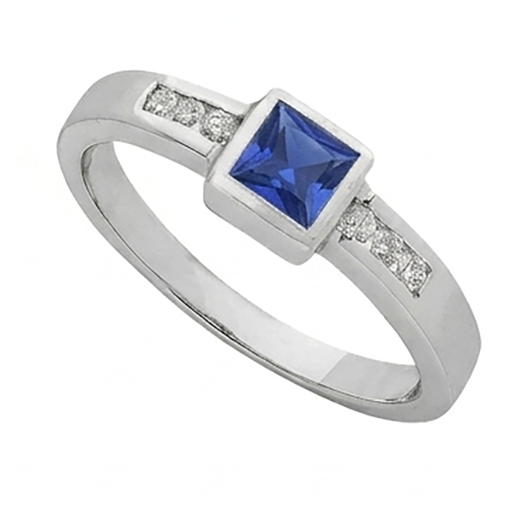 Herrenring Prinzessin Sri Lanka Saphir und Aus der Erde Abgebauter Natürlicher Diamanten