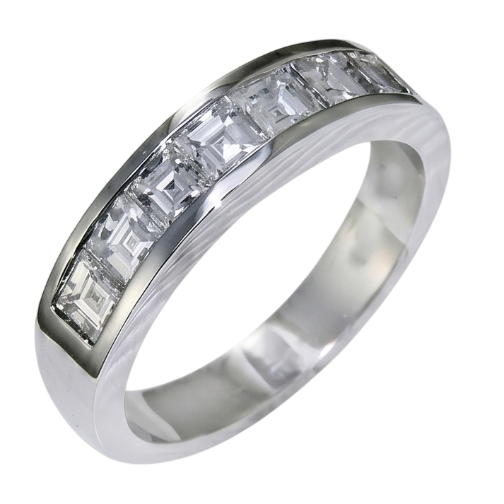 Herrenring aus 14 Karat Weißgold mit Asscherschliff-Echt-Aus der Erde Abgebauter Natürlicher Diamant-Ehering