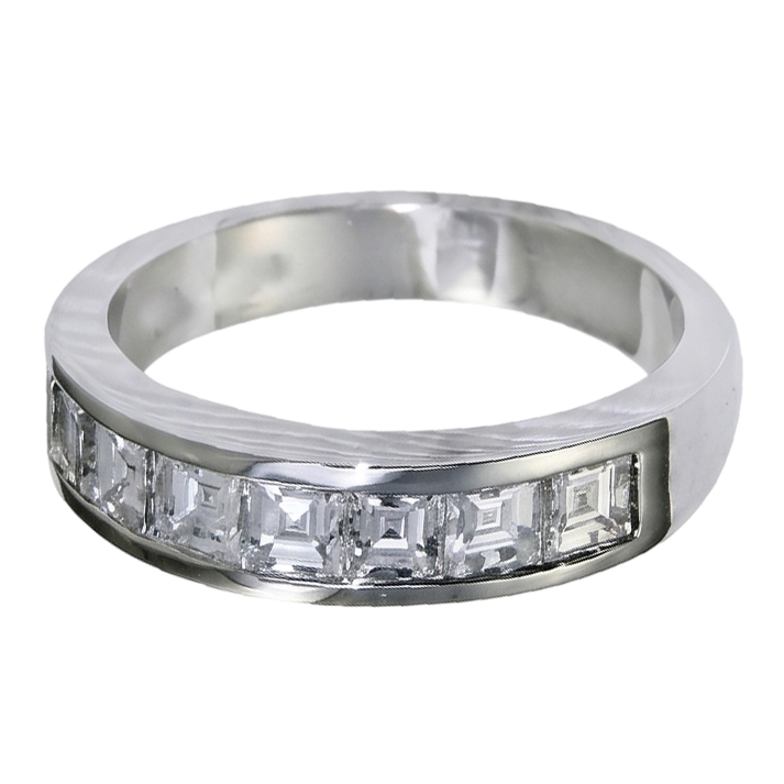 Herrenring aus 14 Karat Weißgold mit Asscherschliff-Echt-Aus der Erde Abgebauter Natürlicher Diamant-Ehering