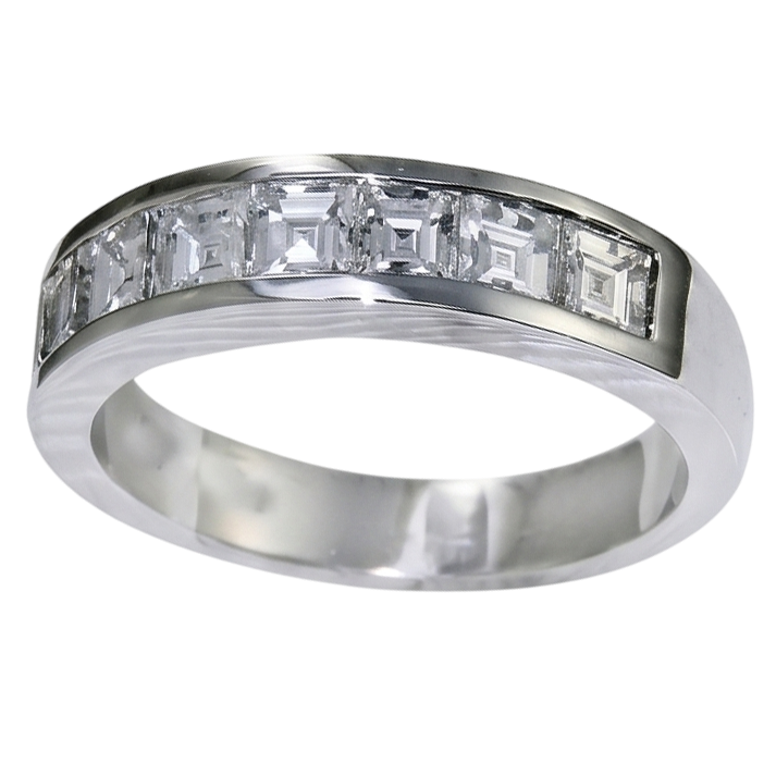 Herrenring aus 14 Karat Weißgold mit Asscherschliff-Echt-Aus der Erde Abgebauter Natürlicher Diamant-Ehering