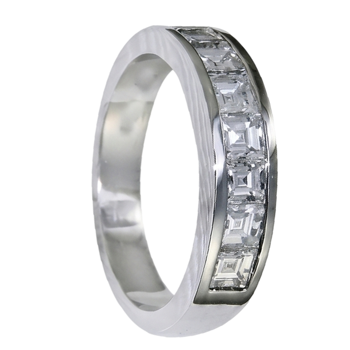 Herrenring aus 14 Karat Weißgold mit Asscherschliff-Echt-Aus der Erde Abgebauter Natürlicher Diamant-Ehering