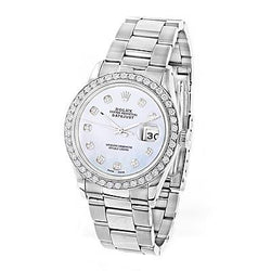 Herrenuhr Rolex 36 mm Diamantlünette Datejust aus Edelstahl