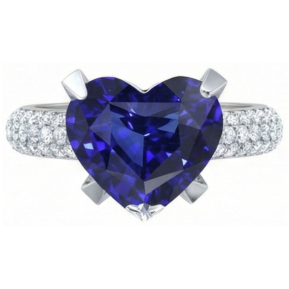 Herz Blauer Saphir Natürlicher Diamant ( nicht im Labor gezüchtet )ring 5 Karat Weißgold Schmuck