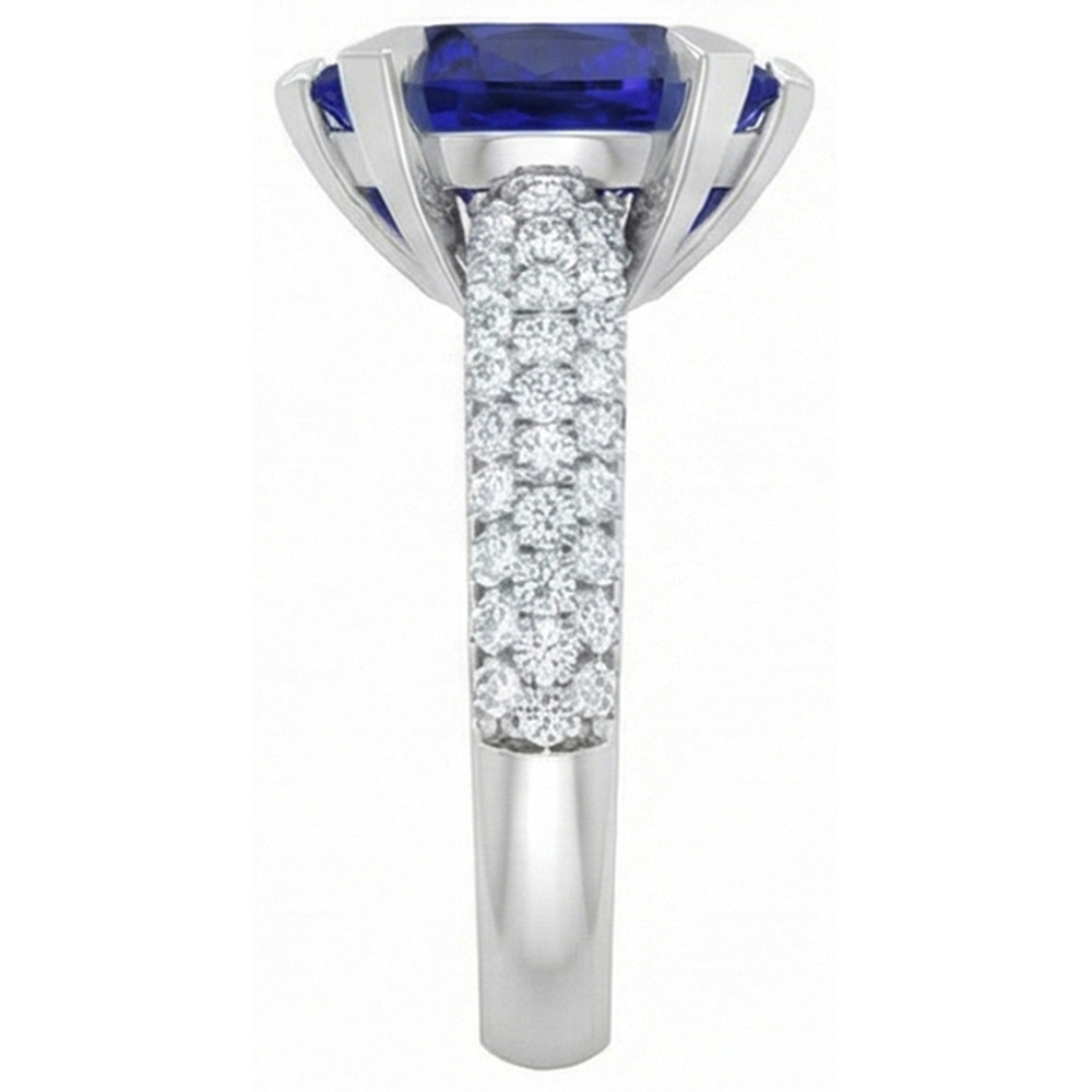 Herz Blauer Saphir Natürlicher Diamant ( nicht im Labor gezüchtet )ring 5 Karat Weißgold Schmuck