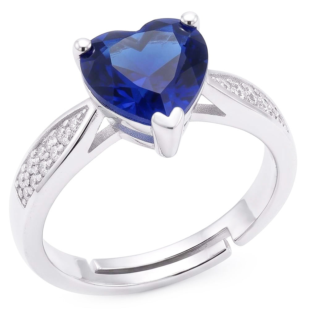 Herz Blauer Saphir-Edelstein-Ring mit Natürlicher Diamant ( nicht im Labor gezüchtet )en konischer Schaft 2 Karat