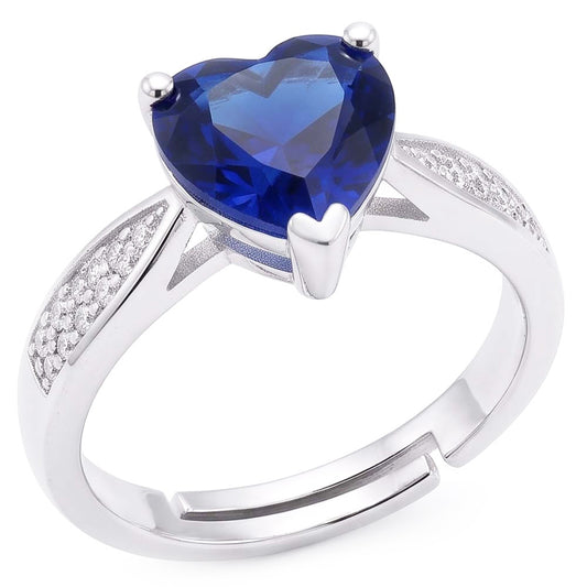Herz Blauer Saphir-Edelstein-Ring mit Natürlicher Diamant ( nicht im Labor gezüchtet )en konischer Schaft 2 Karat