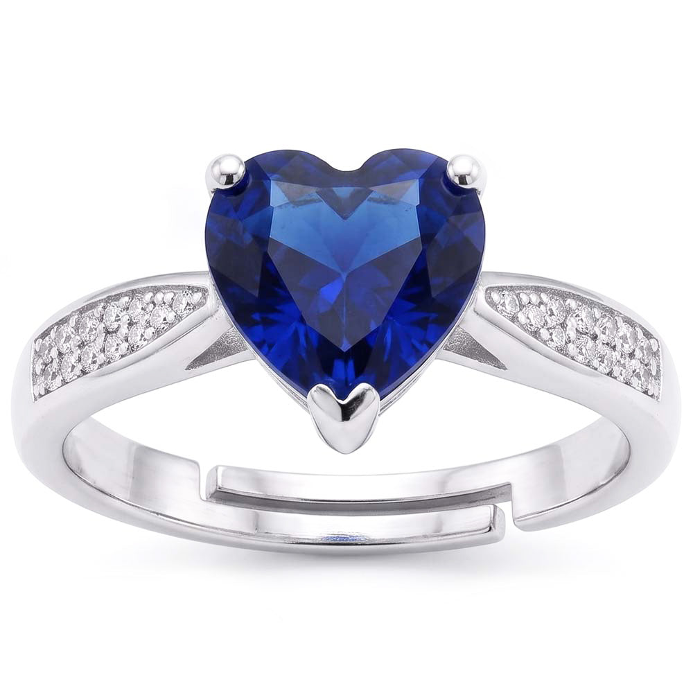Herz Blauer Saphir-Edelstein-Ring mit Natürlicher Diamant ( nicht im Labor gezüchtet )en konischer Schaft 2 Karat