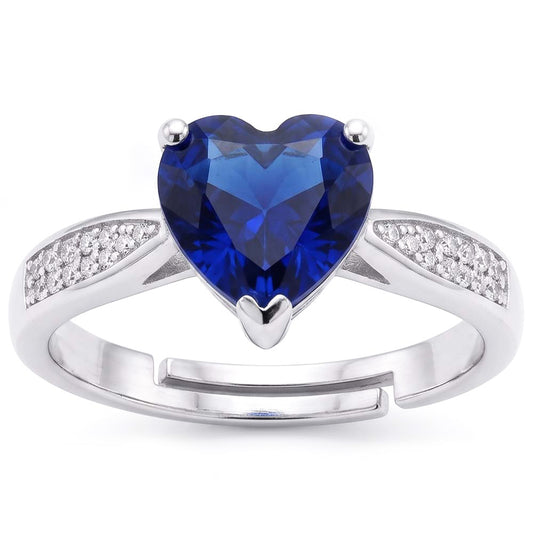 Herz Blauer Saphir-Edelstein-Ring mit Natürlicher Diamant ( nicht im Labor gezüchtet )en konischer Schaft 2 Karat