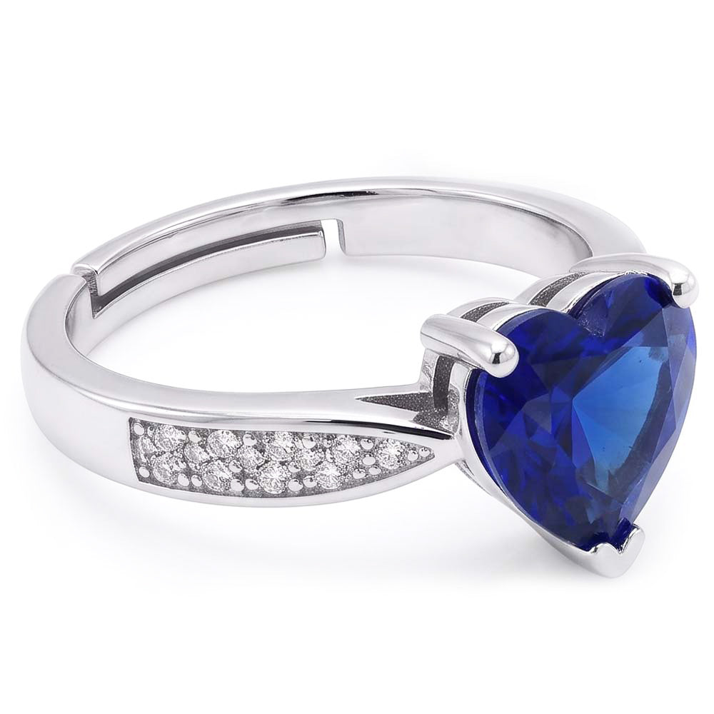 Herz Blauer Saphir-Edelstein-Ring mit Natürlicher Diamant ( nicht im Labor gezüchtet )en konischer Schaft 2 Karat