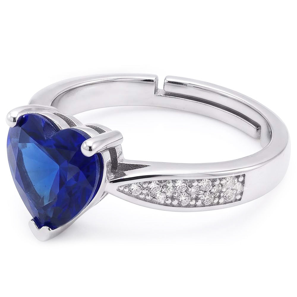 Herz Blauer Saphir-Edelstein-Ring mit Natürlicher Diamant ( nicht im Labor gezüchtet )en konischer Schaft 2 Karat