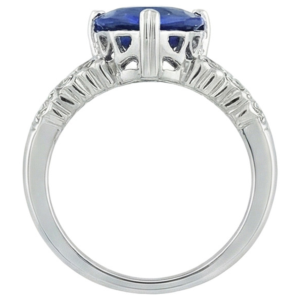 Herz Ceylon Blauer Saphir Ring Mit Aus der Erde Abgebauter Natürlicher Diamanten 7 Karat Gold 14K