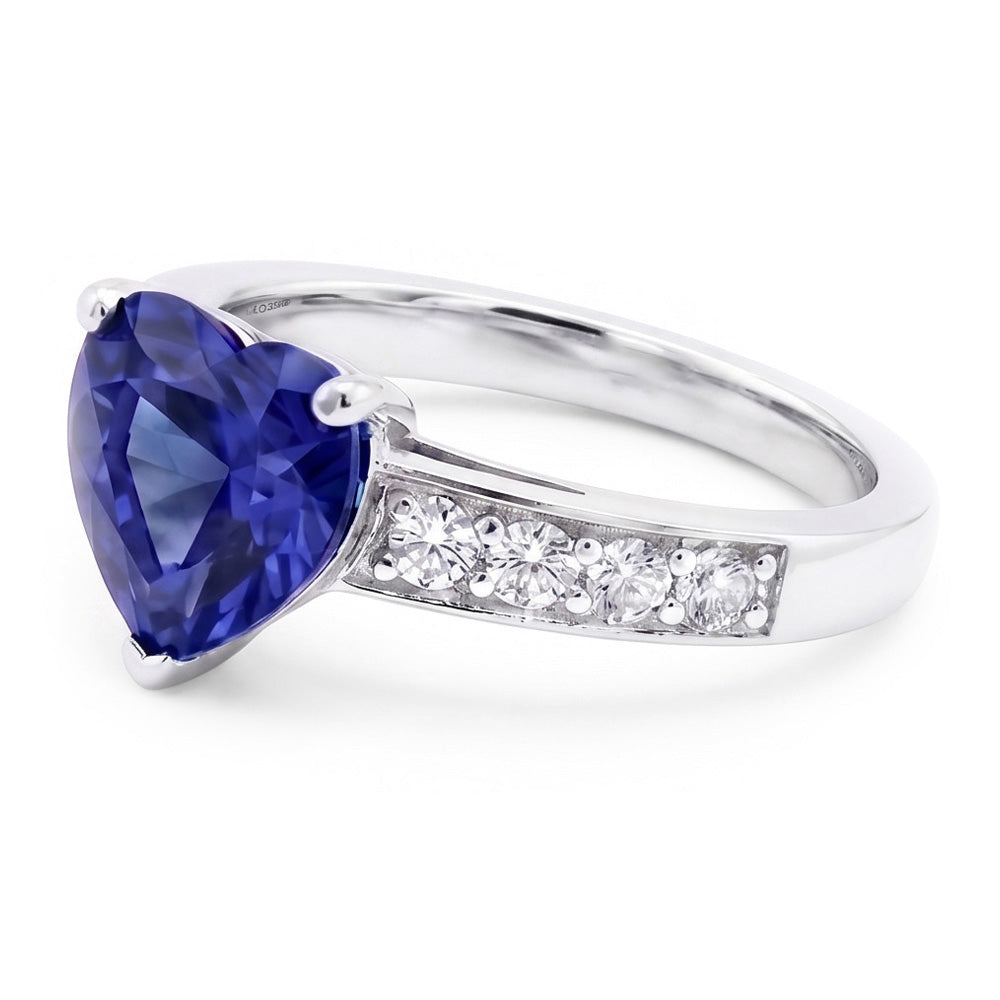 Herz-Edelstein-Ceylon-Saphir-Ring & Akzentdiamanten 3,50 Karat