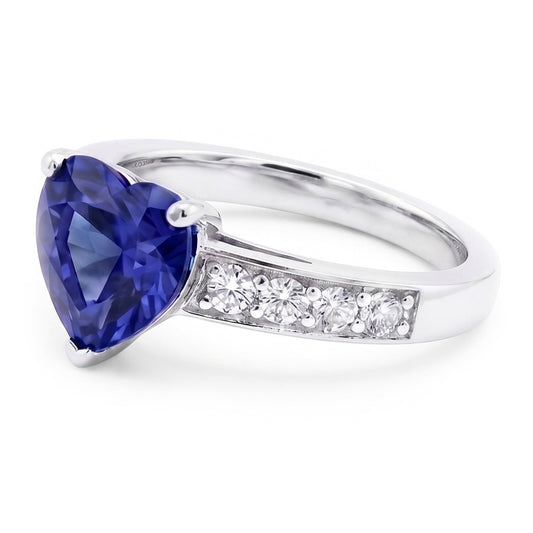 Herz-Edelstein-Ceylon-Saphir-Ring & Akzentdiamanten 3,50 Karat