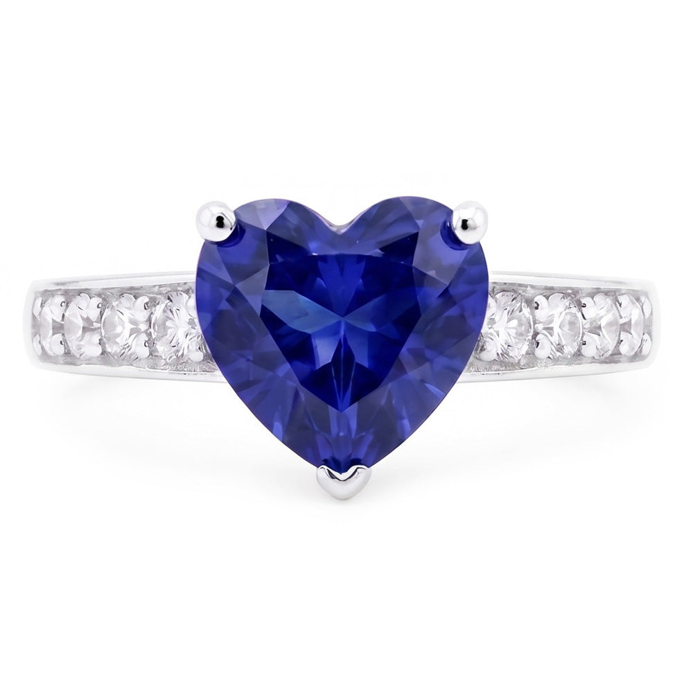 Herz-Edelstein-Ceylon-Saphir-Ring & Akzentdiamanten 3,50 Karat
