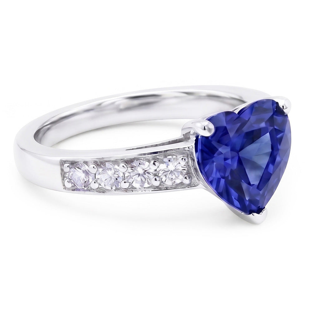 Herz-Edelstein-Ceylon-Saphir-Ring & Akzentdiamanten 3,50 Karat