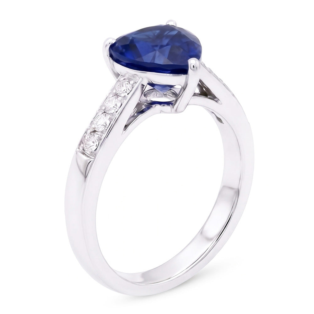 Herz-Edelstein-Ceylon-Saphir-Ring & Akzentdiamanten 3,50 Karat