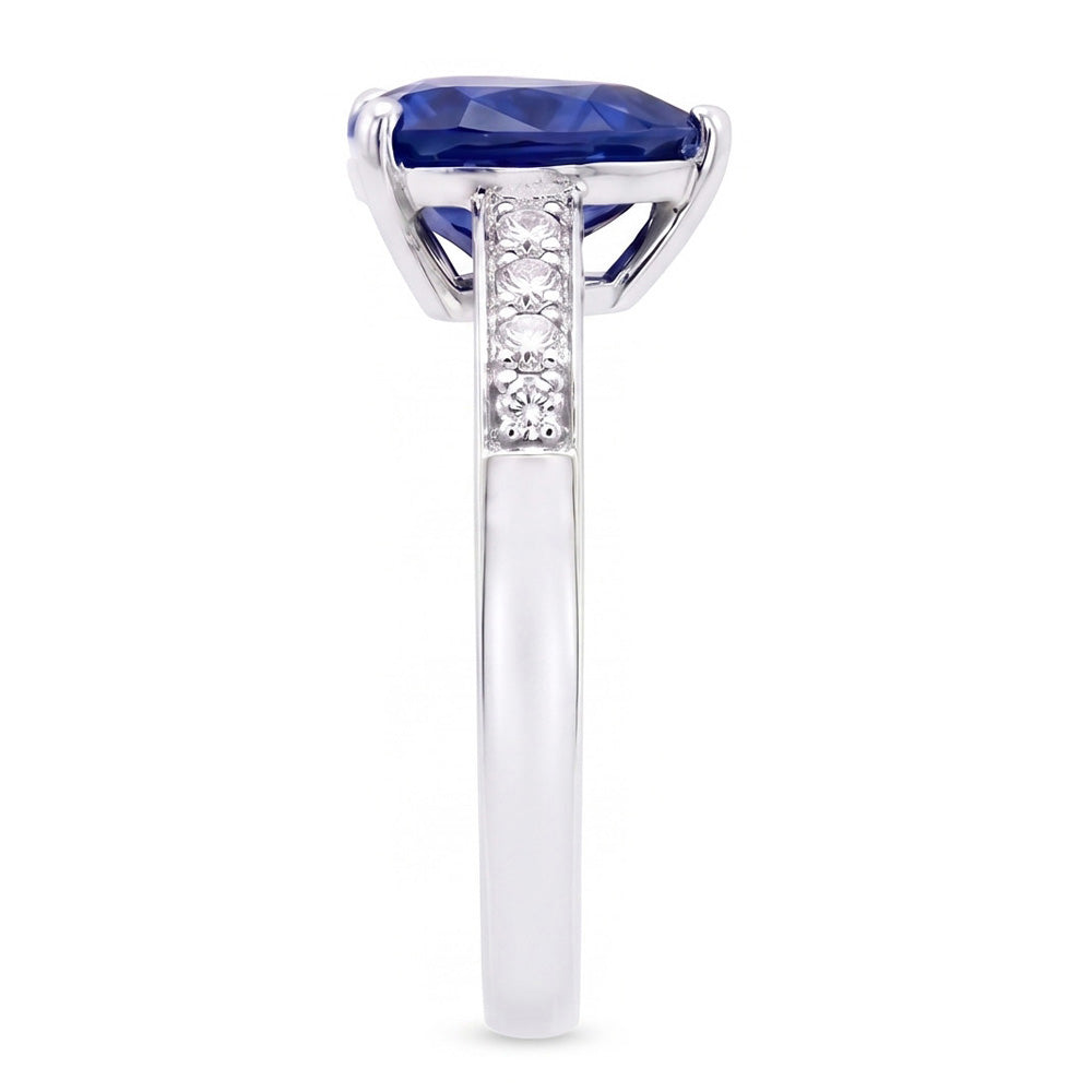 Herz-Edelstein-Ceylon-Saphir-Ring & Akzentdiamanten 3,50 Karat