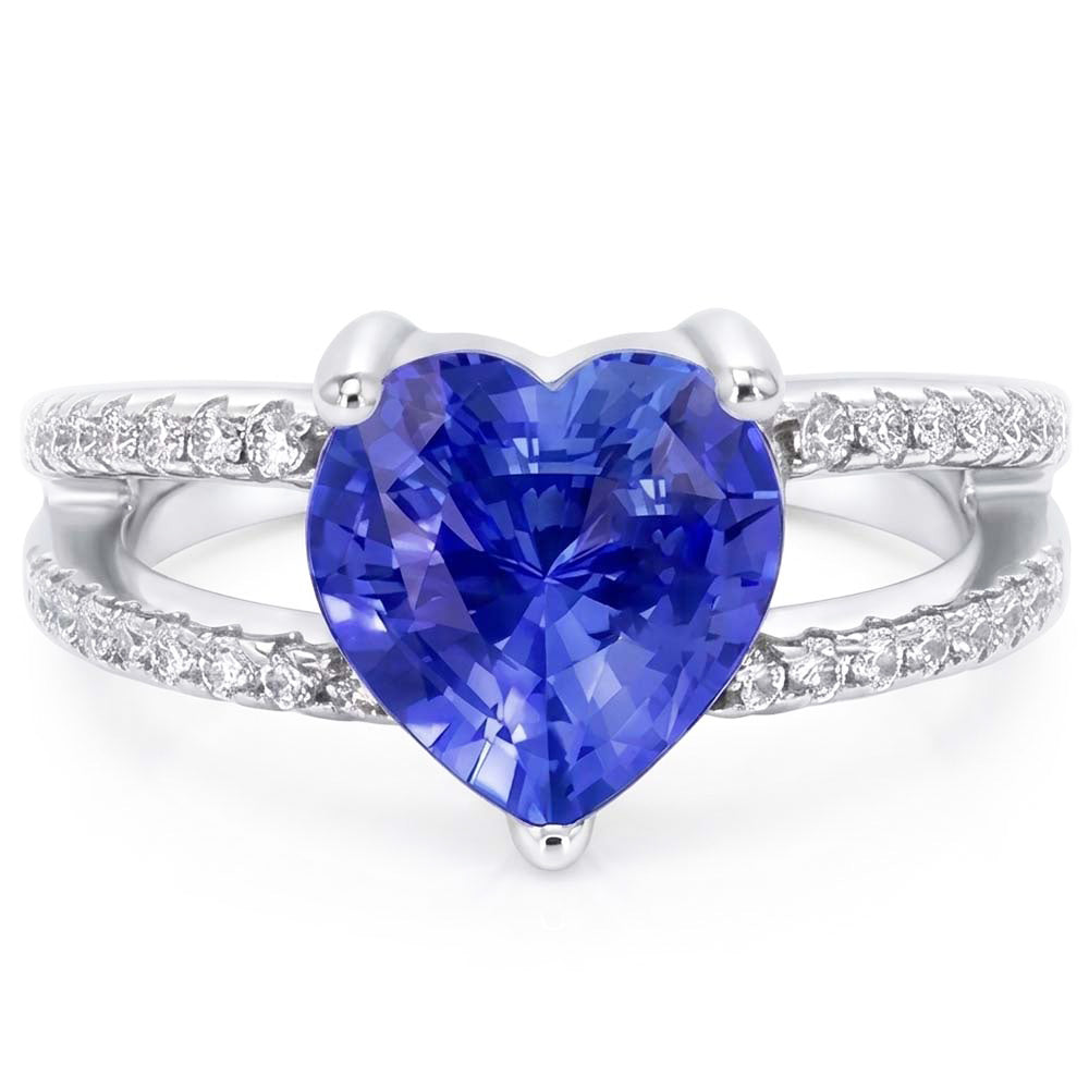 Herz Edelstein Hellblauer Saphir Ring Doppelschaft Natürlicher Diamant ( nicht im Labor gezüchtet )en 4 Karat