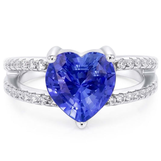 Herz Edelstein Hellblauer Saphir Ring Doppelschaft Natürlicher Diamant ( nicht im Labor gezüchtet )en 4 Karat