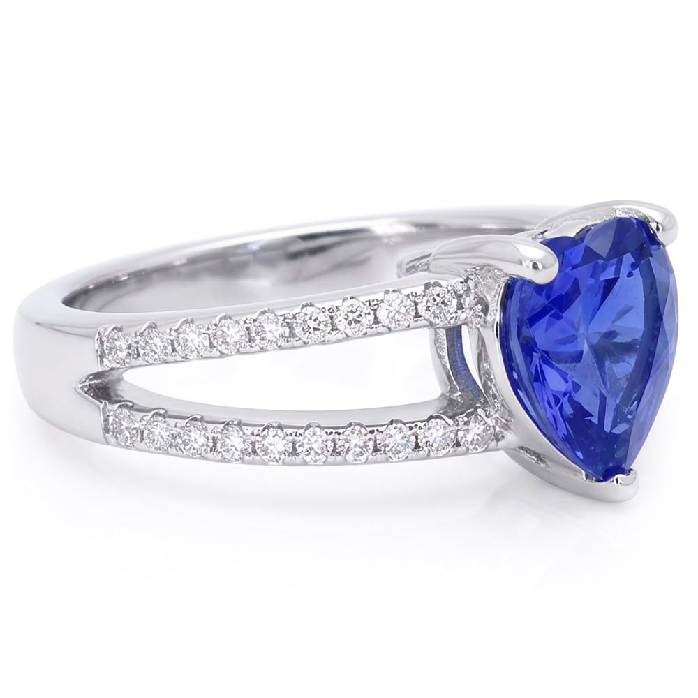 Herz Edelstein Hellblauer Saphir Ring Doppelschaft Natürlicher Diamant ( nicht im Labor gezüchtet )en 4 Karat