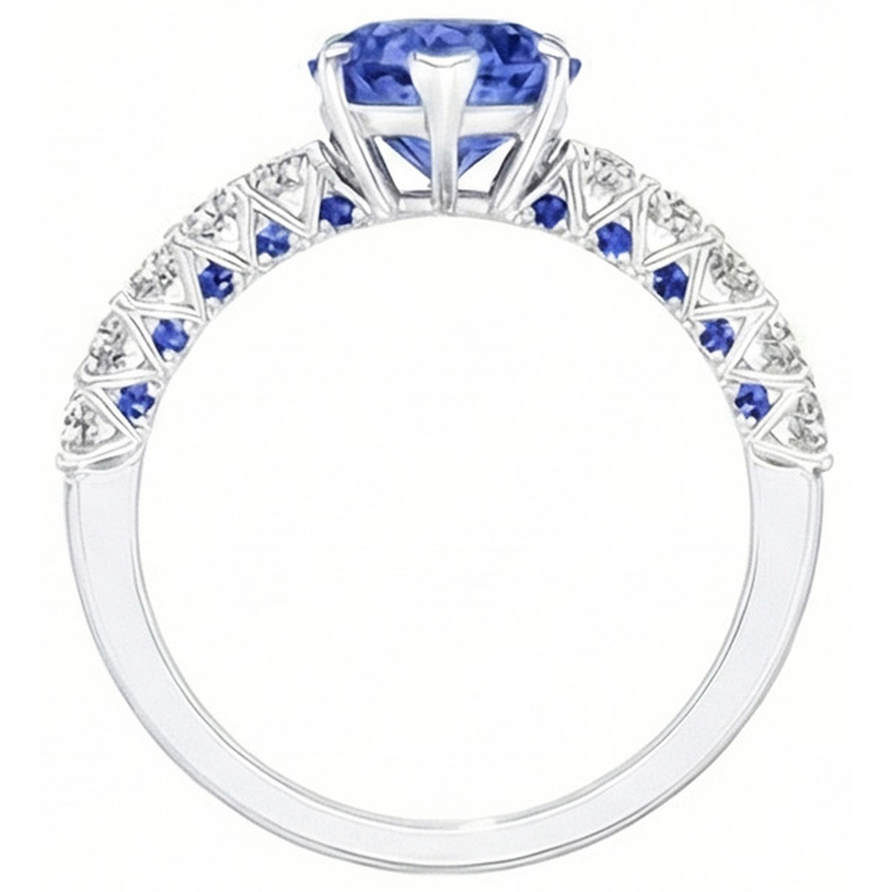 echter round diamant 2.50Karat ring Profilansicht