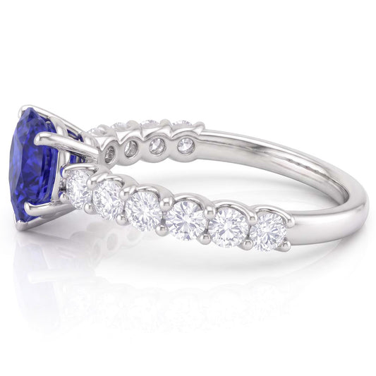 Herz Edelstein Ring Hellblauer Saphir & Pave Set Natürlicher Diamant ( nicht im Labor gezüchtet ) 3 Karat