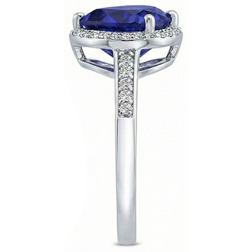 Herz Halo Blauer Saphir Ring Krappenbesatz Natürlicher Diamant ( nicht im Labor gezüchtet )en 4 Karat Weißgold