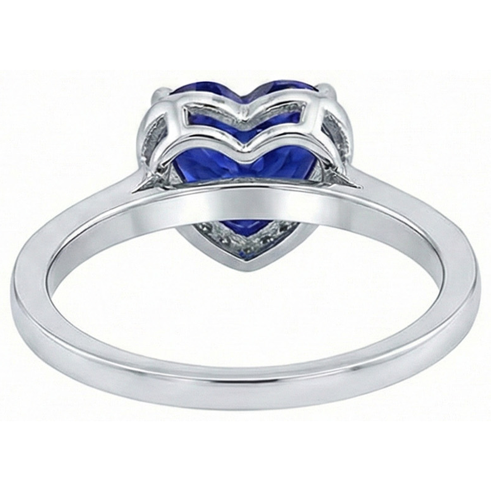 Herz Halo Blauer Saphir Ring Krappenbesatz Natürlicher Diamant ( nicht im Labor gezüchtet )en 4 Karat Weißgold