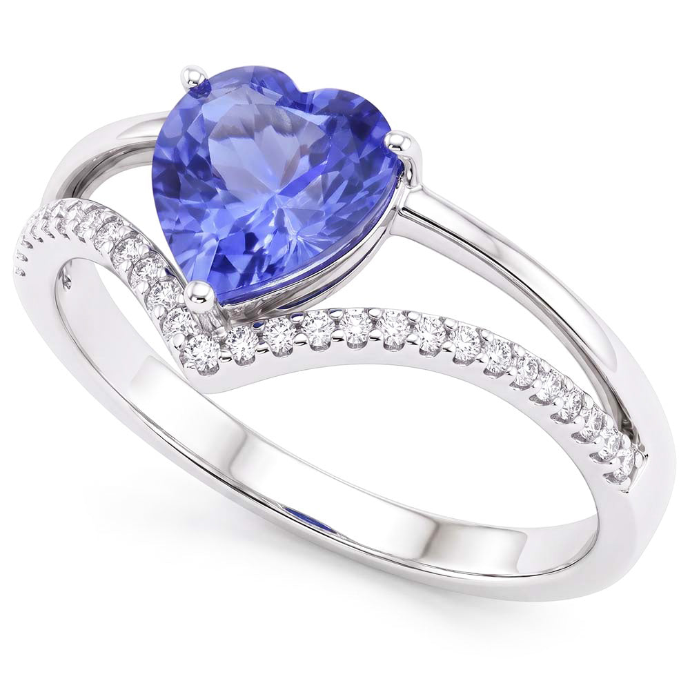 Herz Natürlicher Diamant ( nicht im Labor gezüchtet ) Schmuck Hellblauer Saphir Ring 2 Karat Gold 14K