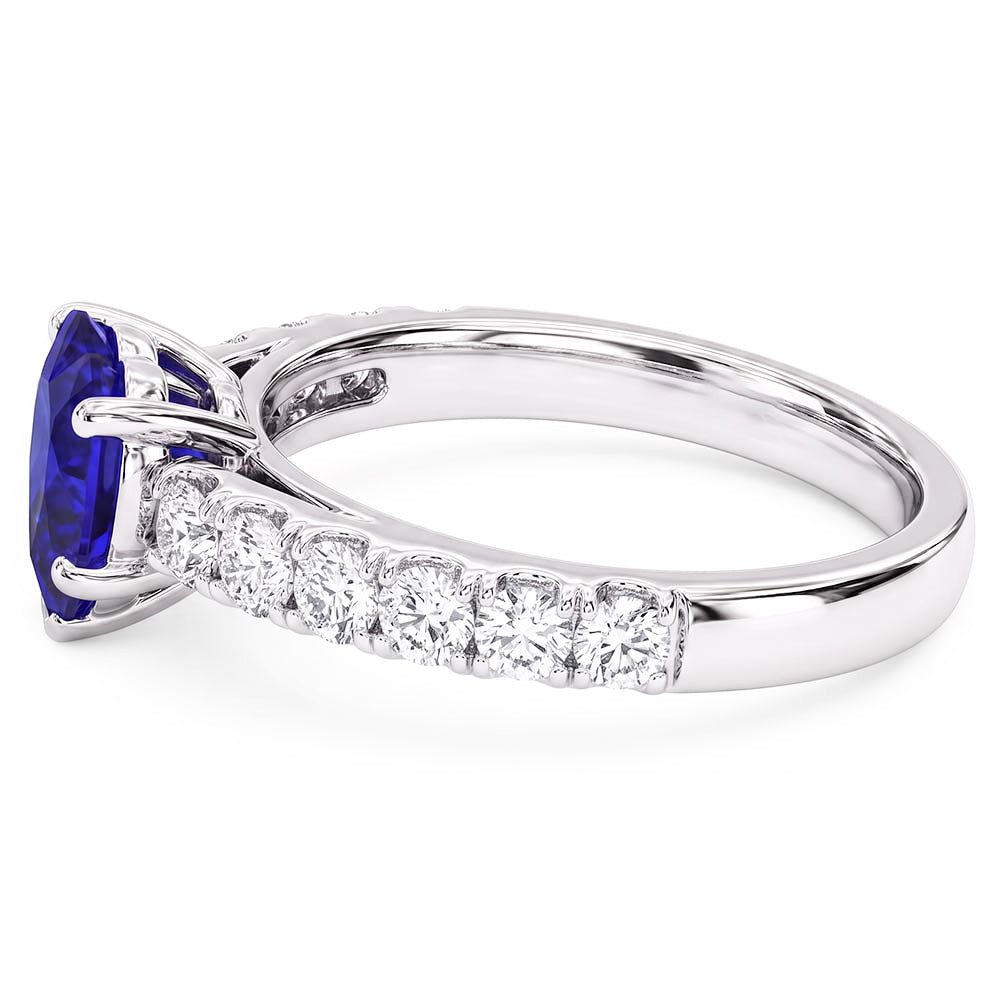 Herz-Saphir-Edelstein-Ring & Doppelpavé-Natürlicher Diamant ( nicht im Labor gezüchtet )-Akzente 3,50 Karat