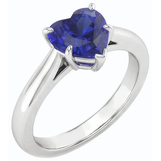 Herz Solitaire Ceylon Saphir Ring Krappen Set 1 Karat