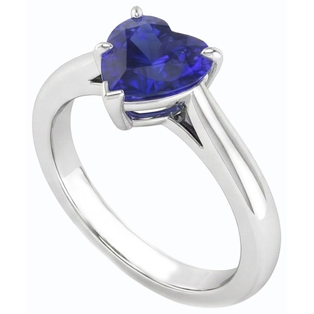 Herz Solitaire Ceylon Saphir Ring Krappen Set 1 Karat