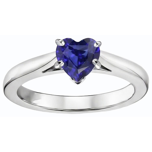 Herz Solitaire Ceylon Saphir Ring Krappen Set 1 Karat